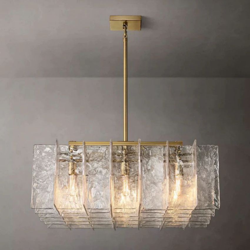 Lattic Clear Glass Square Chandelier 37"-MEET LIGHTING