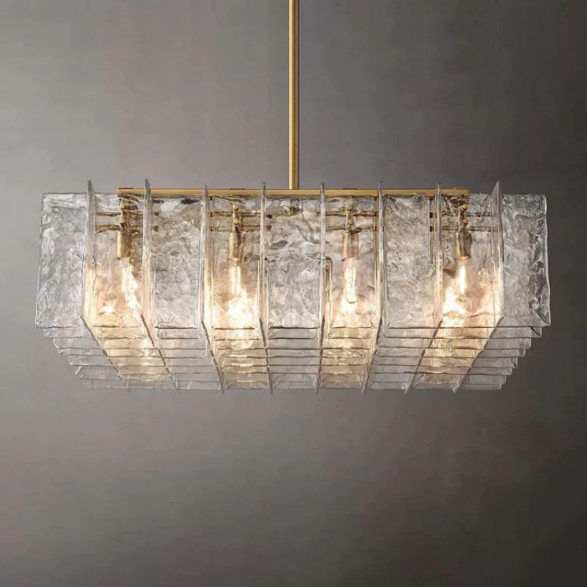 Lattic Clear Glass Square Chandelier 49"-MEET LIGHTING