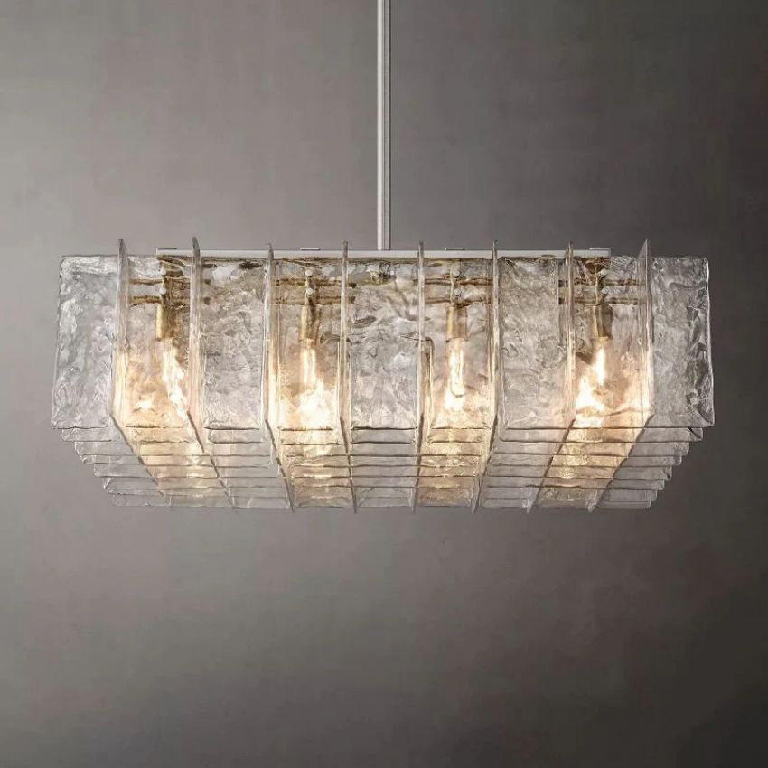 Lattic Clear Glass Square Chandelier 49"-MEET LIGHTING