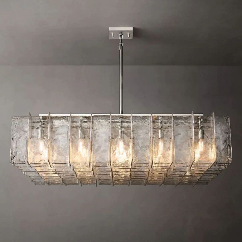 Lattic Clear Glass Square Chandelier 60"-MEET LIGHTING