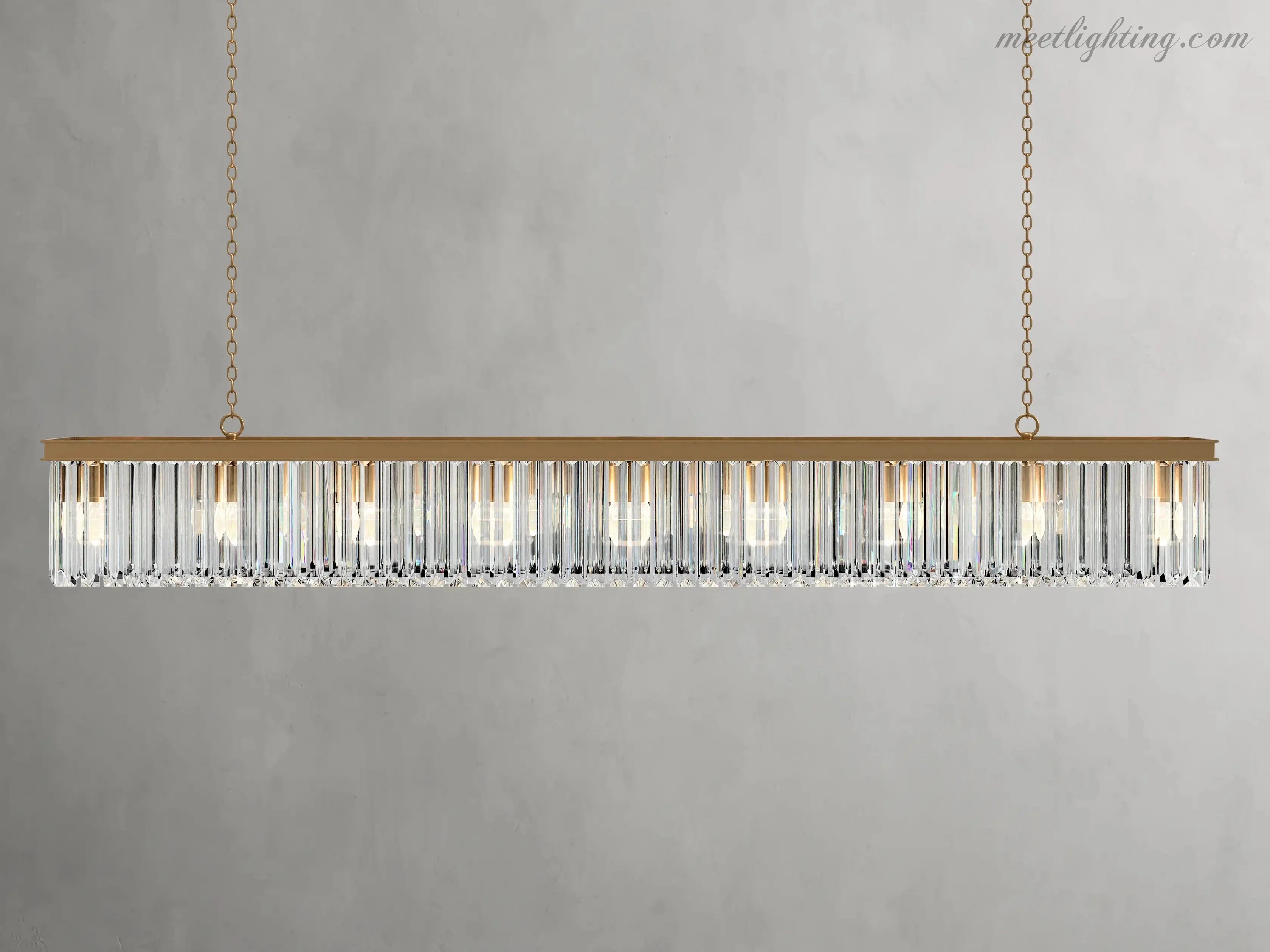 Leyland Rectangular Crystal Chandelier-MEET LIGHTING