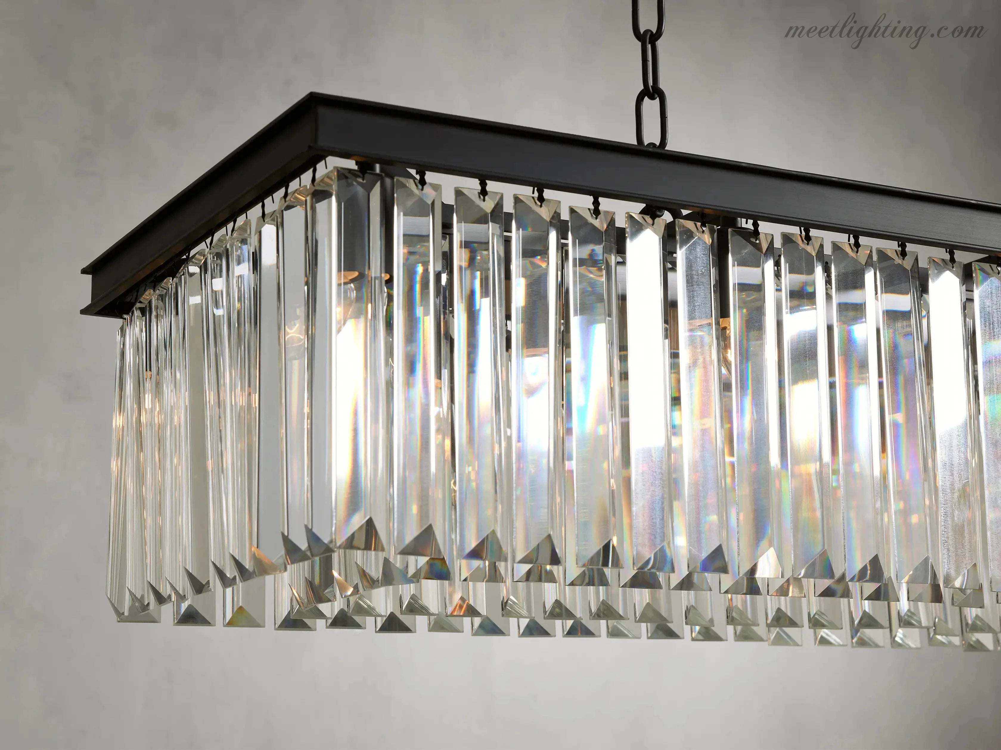 Leyland Rectangular Crystal Chandelier-MEET LIGHTING