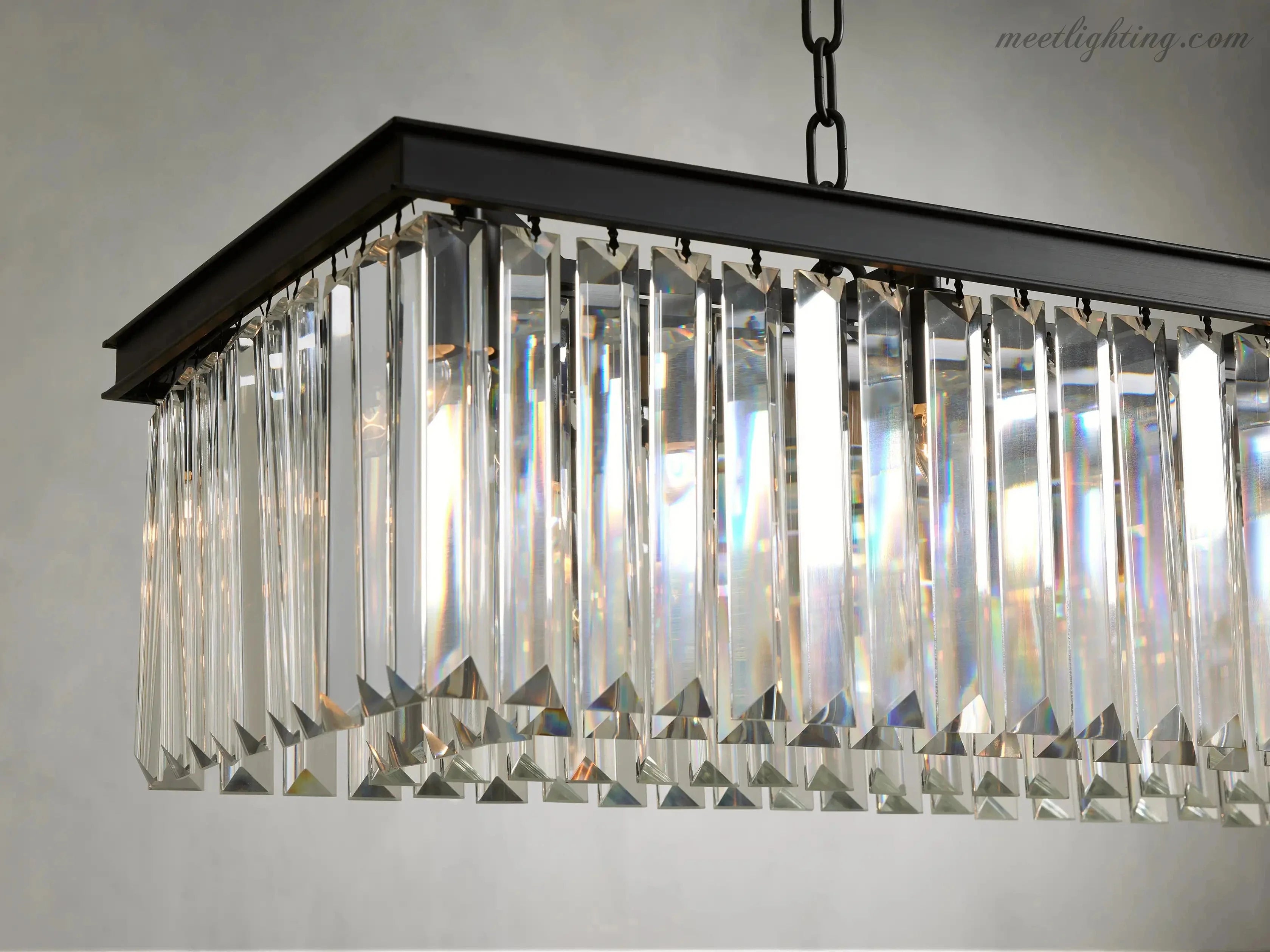 Leyland Rectangular Crystal Chandelier-MEET LIGHTING