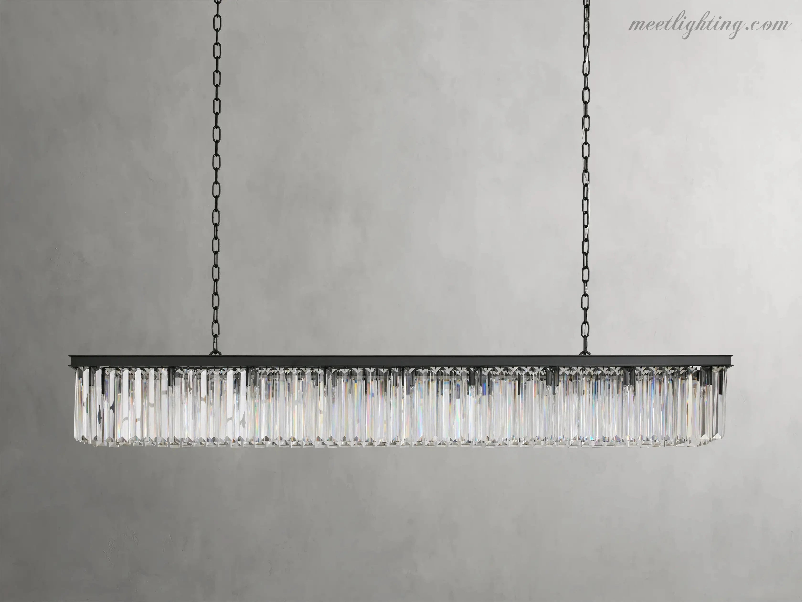 Leyland Rectangular Crystal Chandelier-MEET LIGHTING