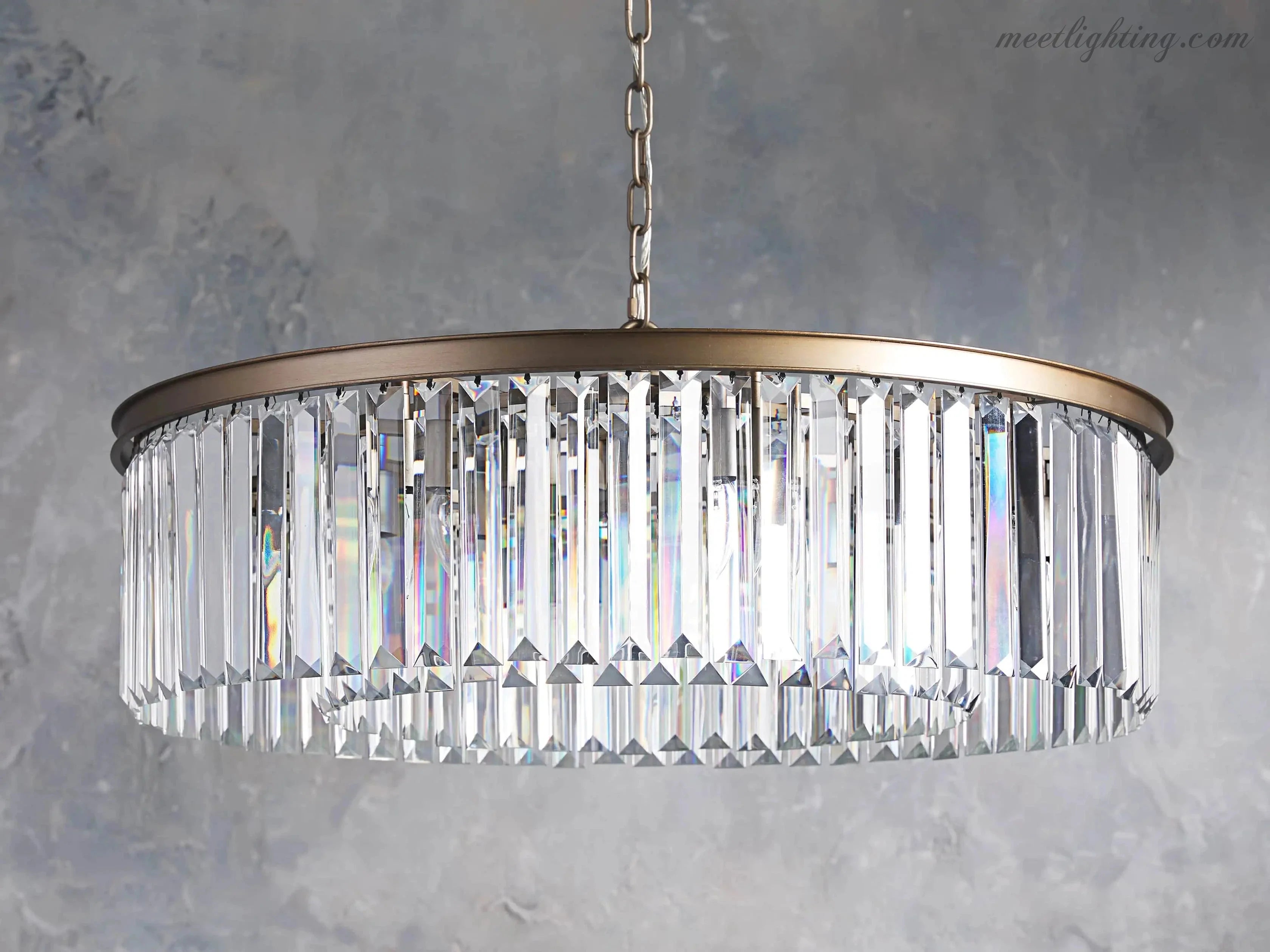 Leyland Round Crystal Chandelier-MEET LIGHTING