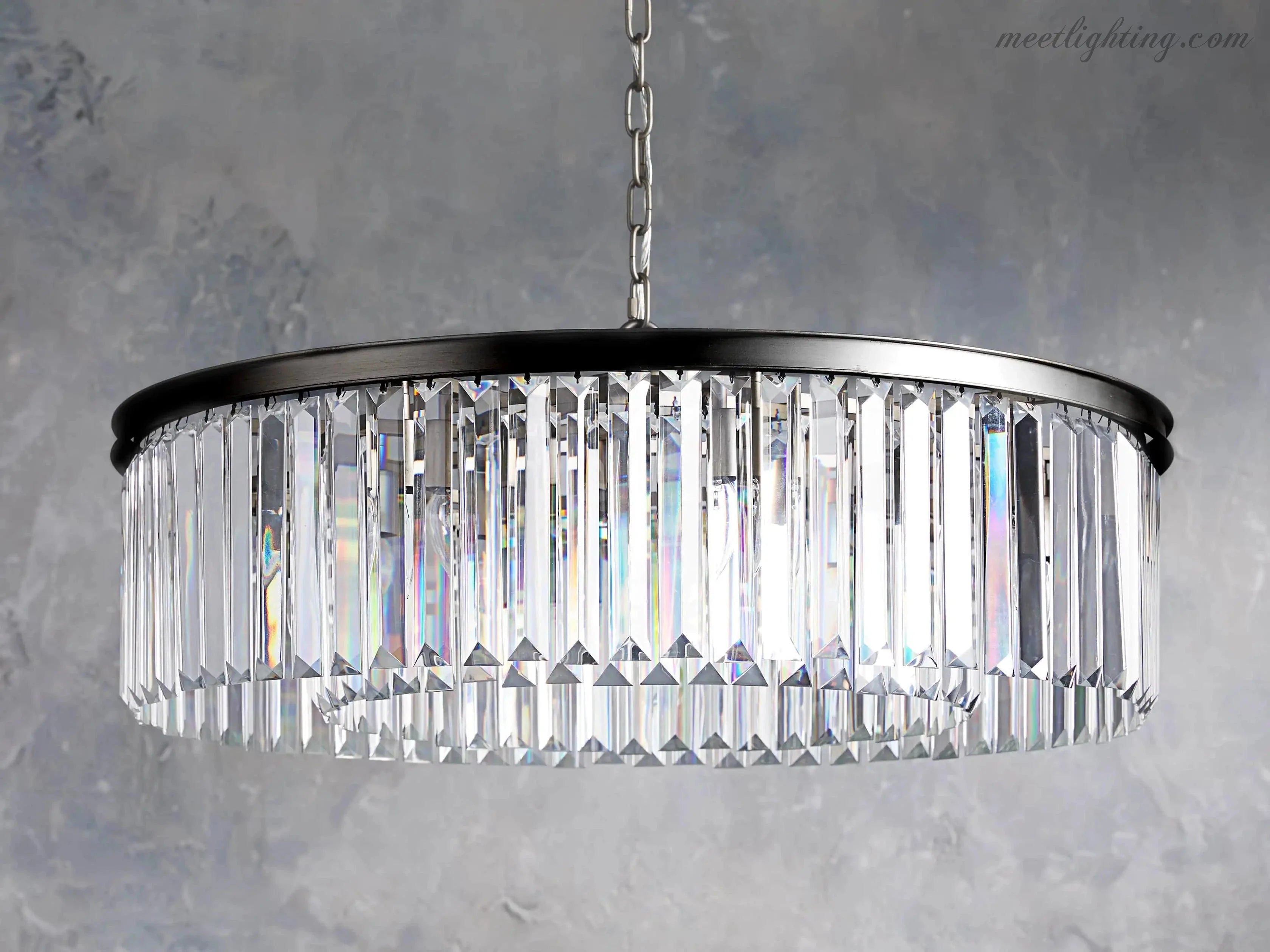 Leyland Round Crystal Chandelier-MEET LIGHTING