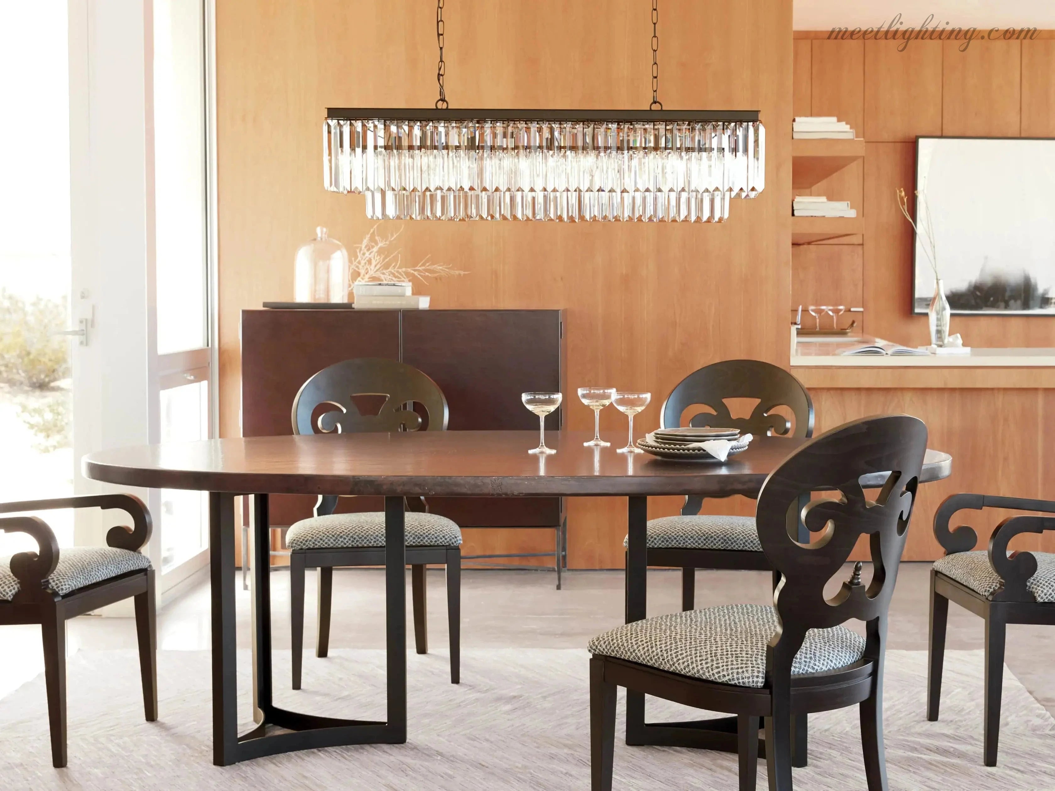 Leyland Tiered Rectangular Crystal Chandelier-MEET LIGHTING