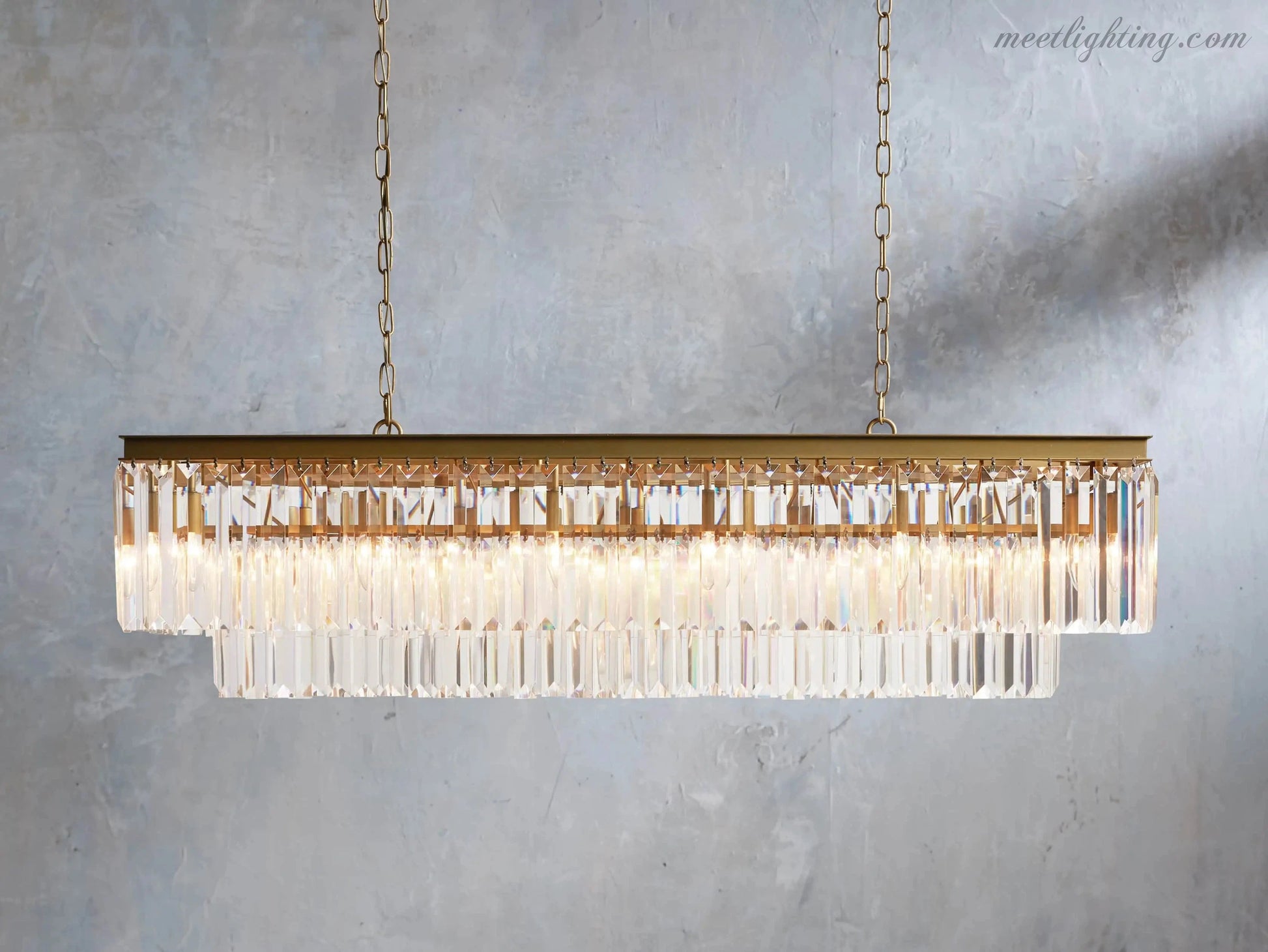 Leyland Tiered Rectangular Chandelier-Meet Lighting