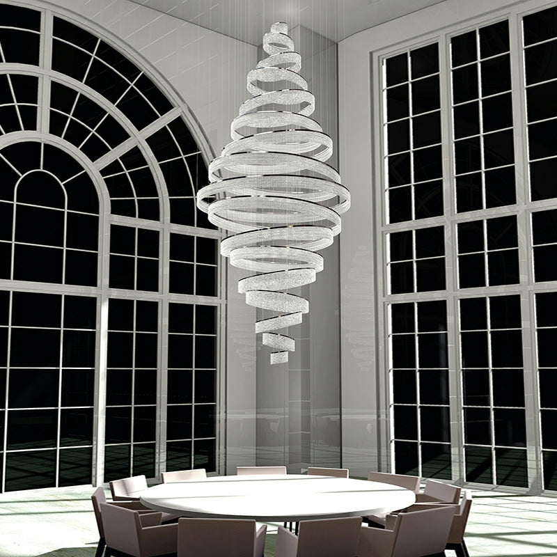 Long Crystal Tassel Rings Chandelier Extra Large Living Room Staircase High Ceiling Lighting Fixture-MEET LIGHTING