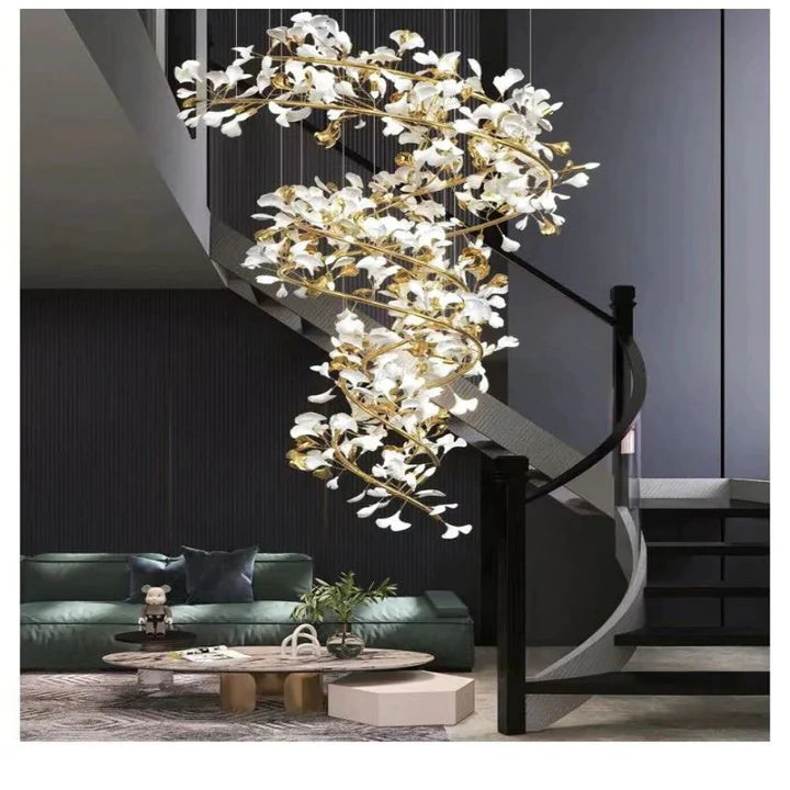 Luxury Ceramic Ginkgo Chandelier-Meet Lighting