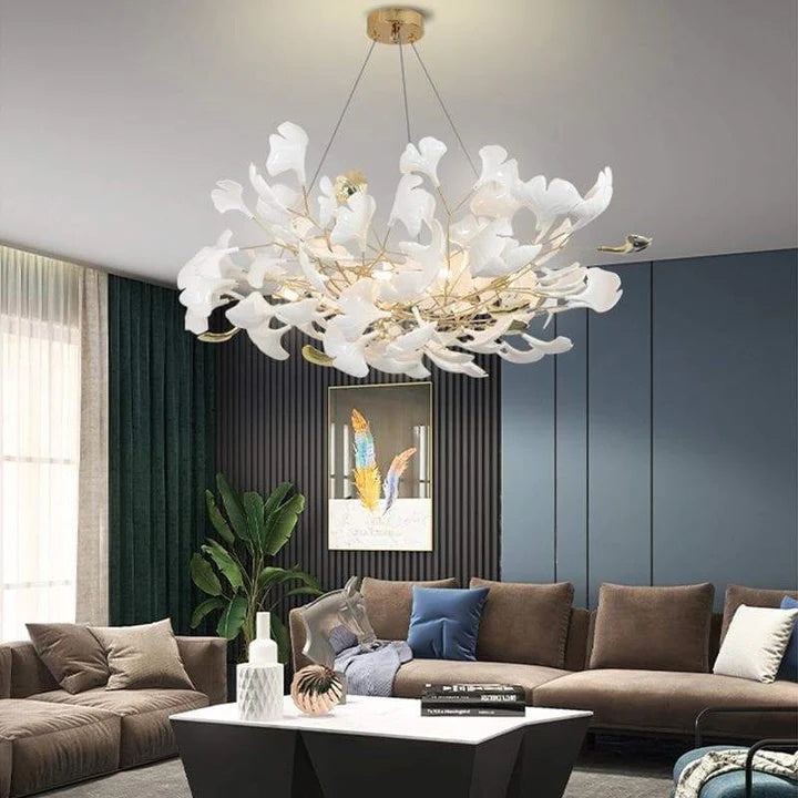 Luxury Ceramic Ginkgo Petal Chandelier-Meet Lighting