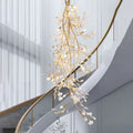Luxury Ceramic Ginkgo Staircase Long Branch Chandelier-MEET LIGHTING