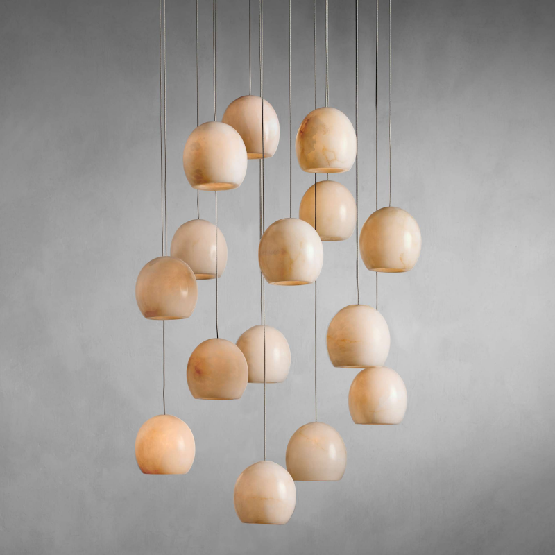 MAVA ALABASTER MAEVA ROUND CHANDELIER 13'' 21'' 36''-Meet Lighting