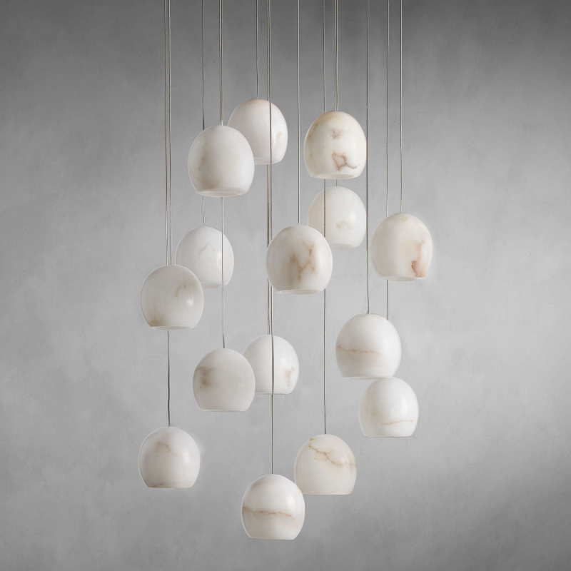 MAVA ALABASTER MAEVA ROUND CHANDELIER 13'' 21'' 36''-Meet Lighting