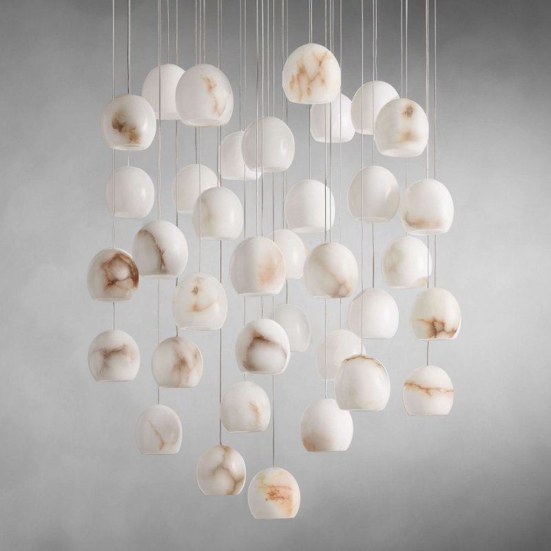 MAVA ALABASTER MAEVA ROUND CHANDELIER 13'' 21'' 36''-Meet Lighting