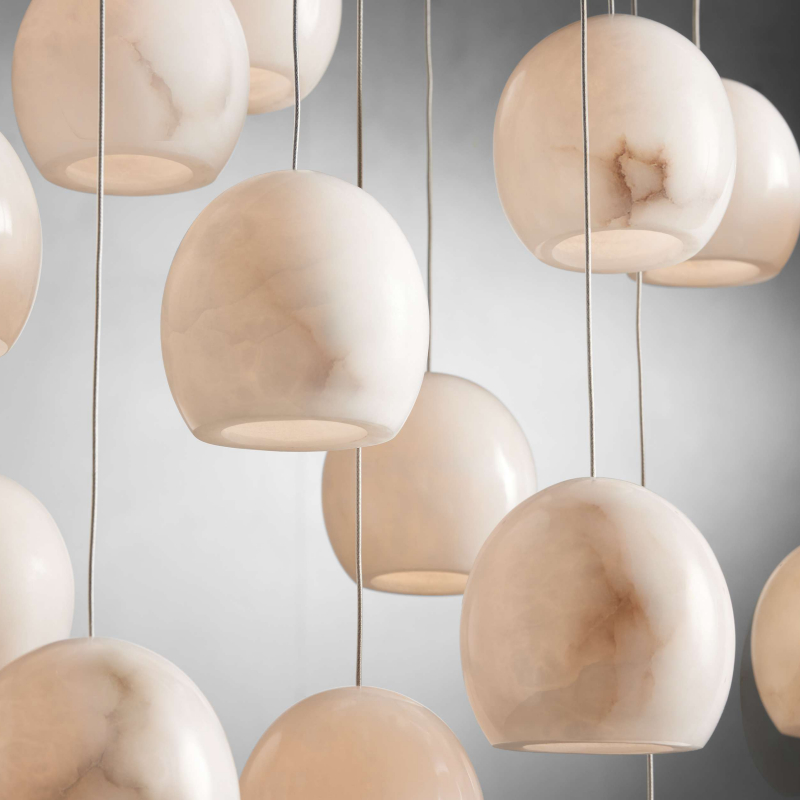 MAVA ALABASTER MAEVA ROUND CHANDELIER 13'' 21'' 36''-Meet Lighting