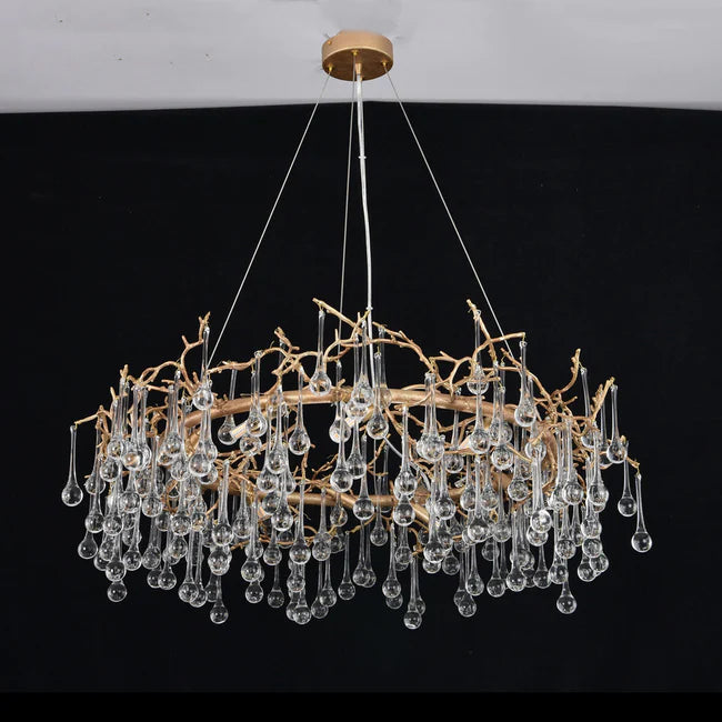 Modern Round Small Water Drop Branch Chandelier