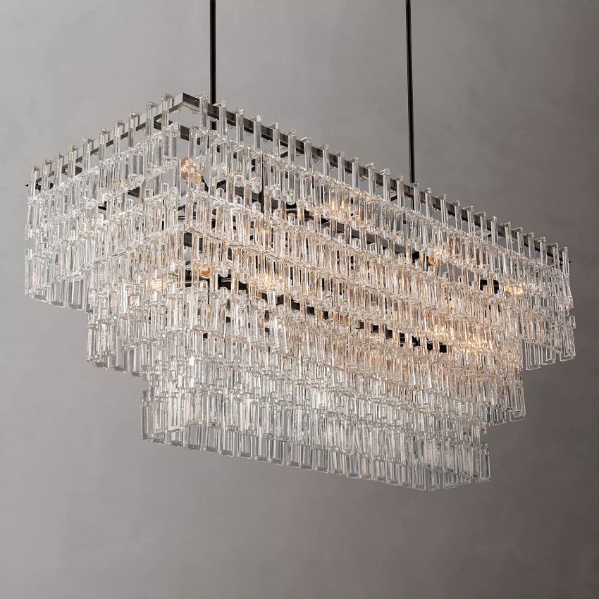 Mariogold 3-Tier Rectangular Chandelier 60"