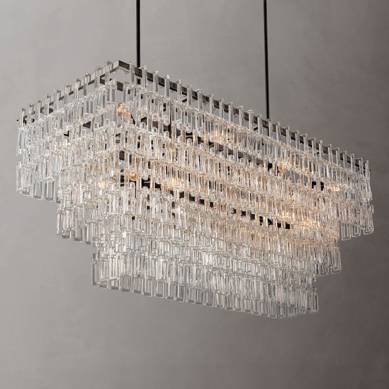 Marigna Four-Tier Rectangular Chandelier 60" Pendant for living room,Pendant for kitchen,Pendant for bathrooms,Pendant for bedrooms,Pendant for foyer,Pendant for stairways,Pendant for dining room Rbrights   