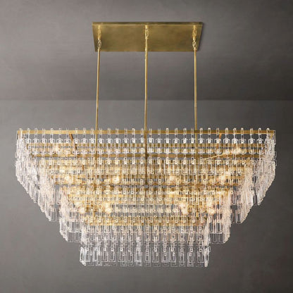 Marigna Four-Tier Rectangular Chandelier 72" Pendant for living room,Pendant for kitchen,Pendant for bathrooms,Pendant for bedrooms,Pendant for foyer,Pendant for stairways,Pendant for dining room Rbrights Antiqued Brass  