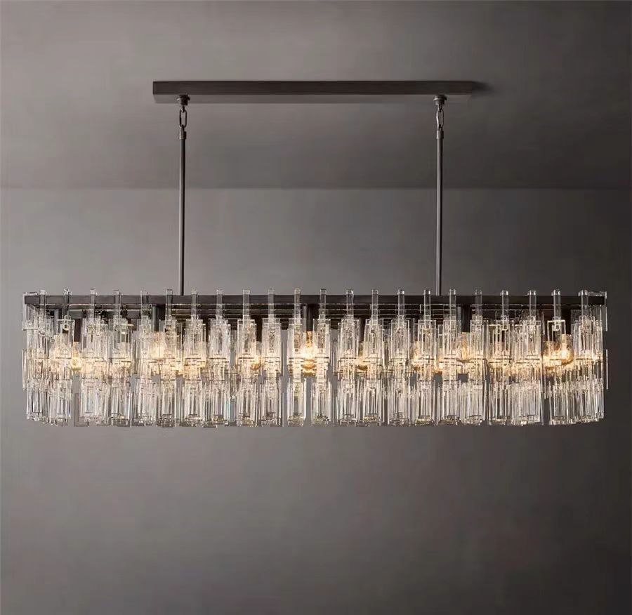 Marignan K9 Crystal Rectangular Chandelier 60"-Meet Lighting