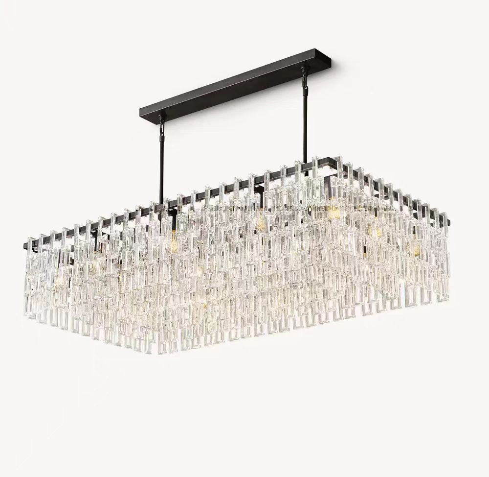 Marignan K9 Crystal Rectangular Chandelier 60"-Meet Lighting