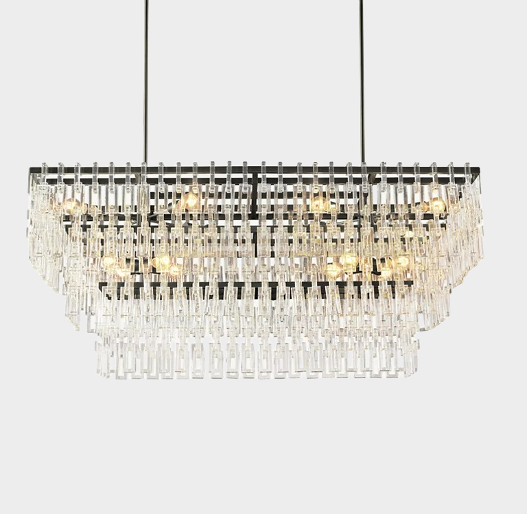 Marignan Tier K9 Crystal Rectangle Chandelier-Meet Lighting