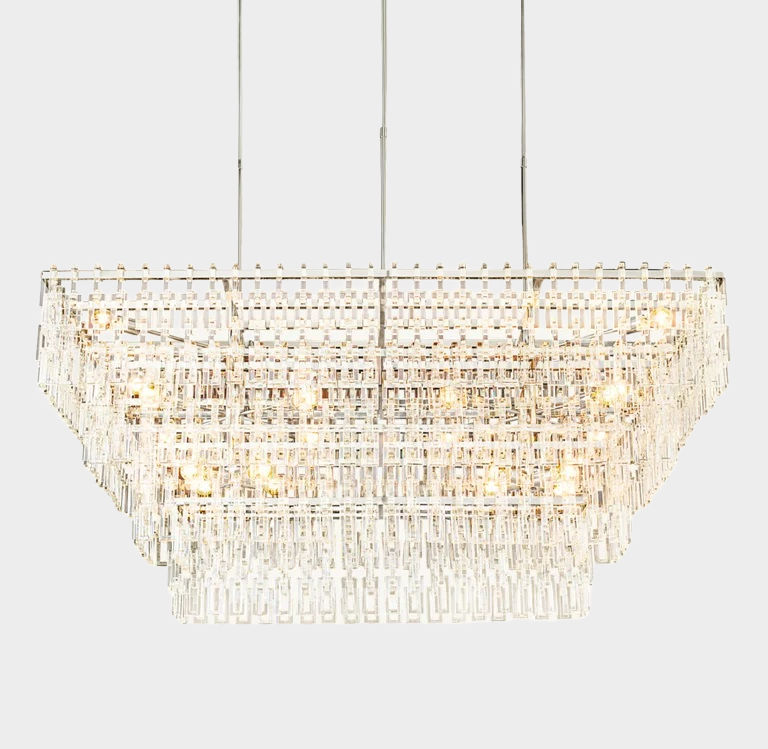 Marignan Tier K9 Crystal Rectangle Chandelier-Meet Lighting