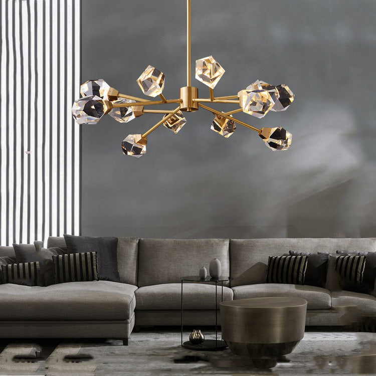 Masonry Faceted Crystal Prisms Chandelier-MEET LIGHTING