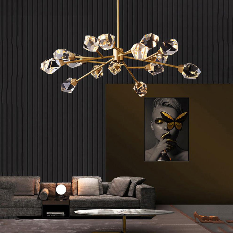 Masonry Faceted Crystal Prisms Chandelier-MEET LIGHTING