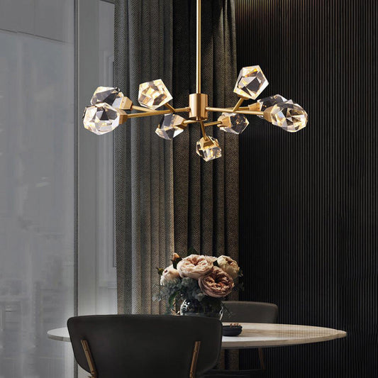 Masonry Faceted Crystal Prisms Chandelier-Meet Lighting