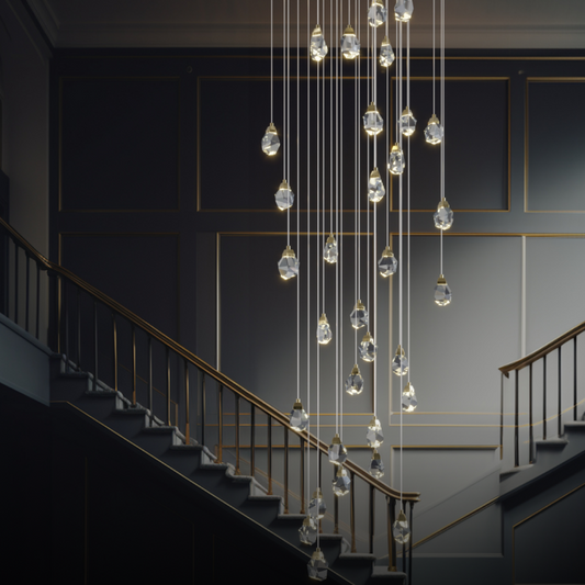 Masonry Faceted Crystal Prisms Chandelier-Meet Lighting