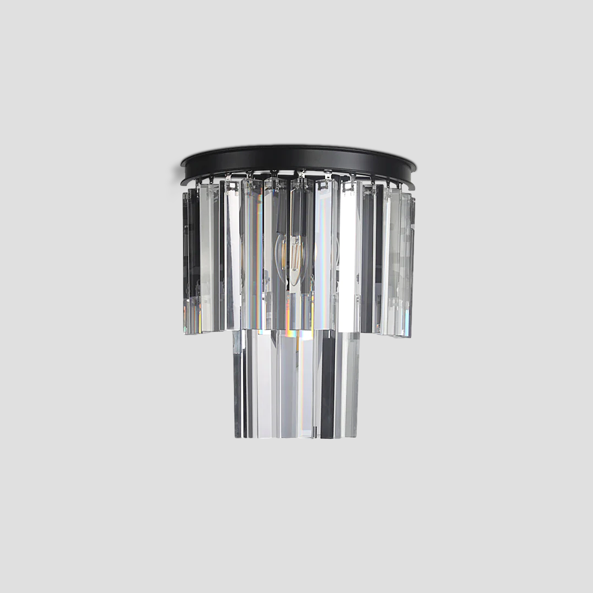 Odeom 2-Tier Crystal Semi-Round Sconce