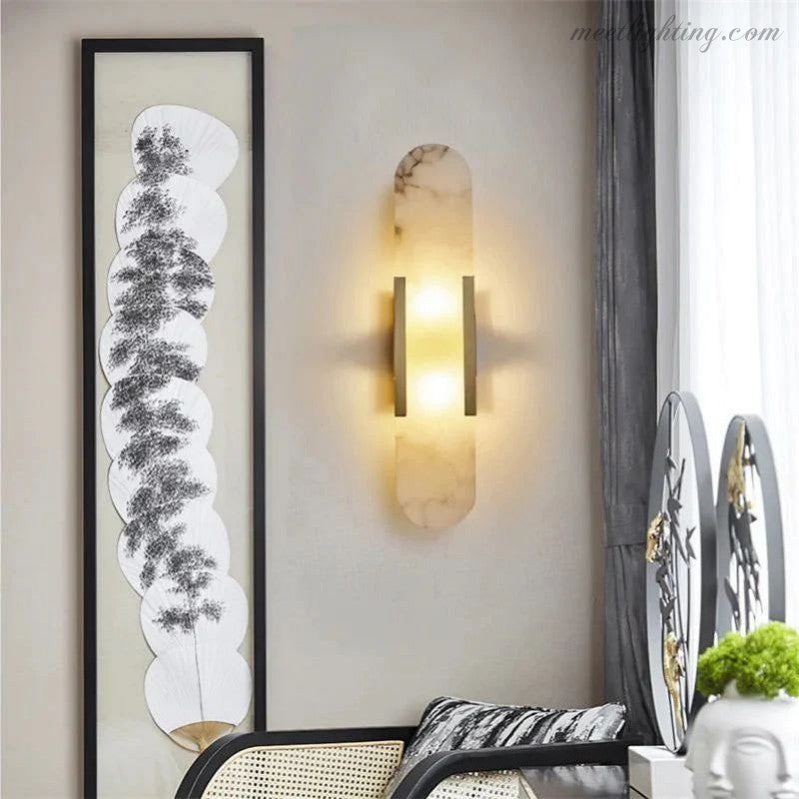 Melange Elongated Alabaster Wall Sconce 10"H 20''H 28''H-Meet Lighting