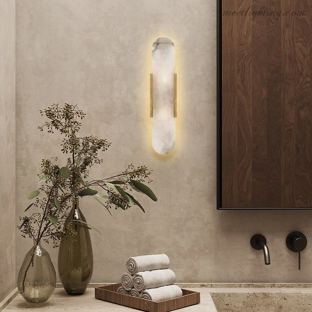 Melange Elongated Alabaster Wall Sconce 10"H 20''H 28''H-Meet Lighting