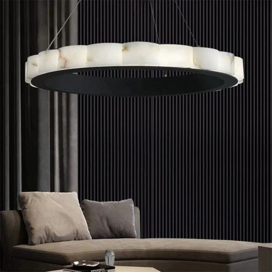 Alabaster Black Round Chandelier