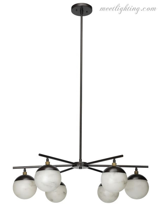 Metro Alabaster 6 Light Chandelier-Meet Lighting