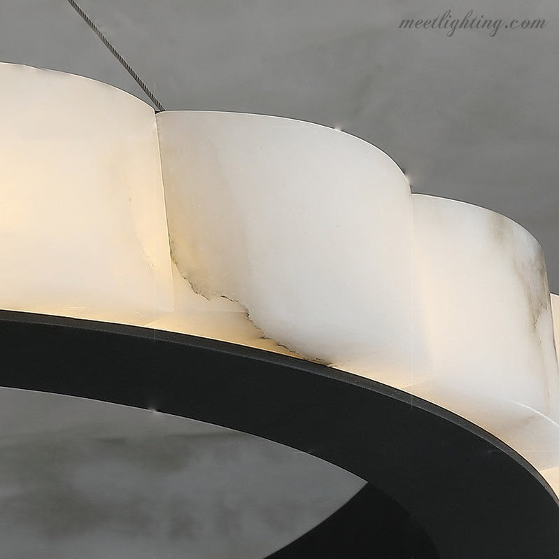 Moden Alabaster Round Chandelier Black-MEET LIGHTING