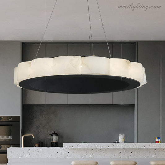 Moden Alabaster Round Chandelier Black-Meet Lighting