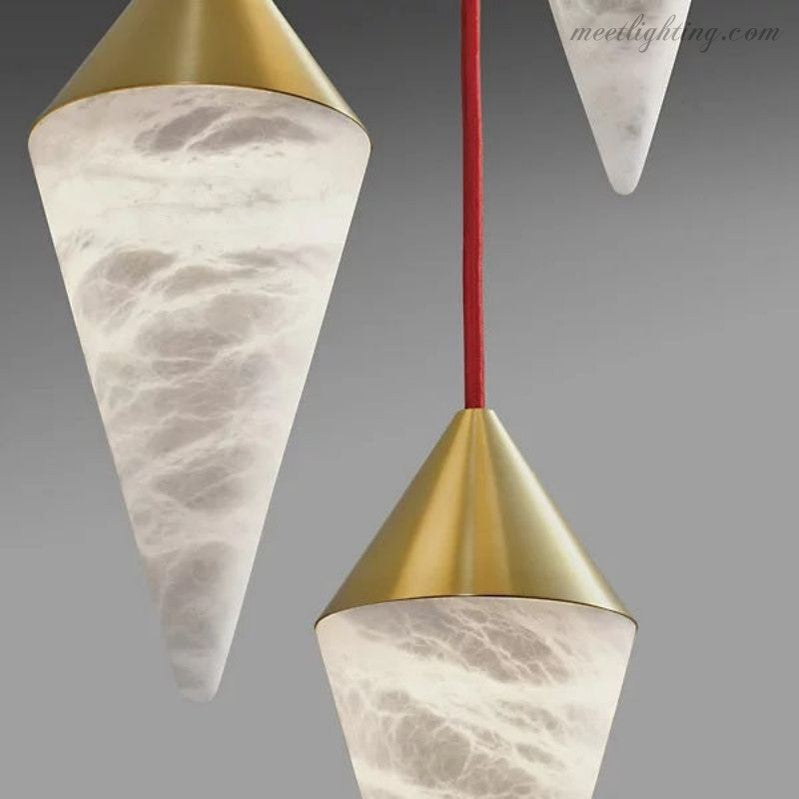 Modern Alabaster Cone Cluster Chandelier-Meet Lighting