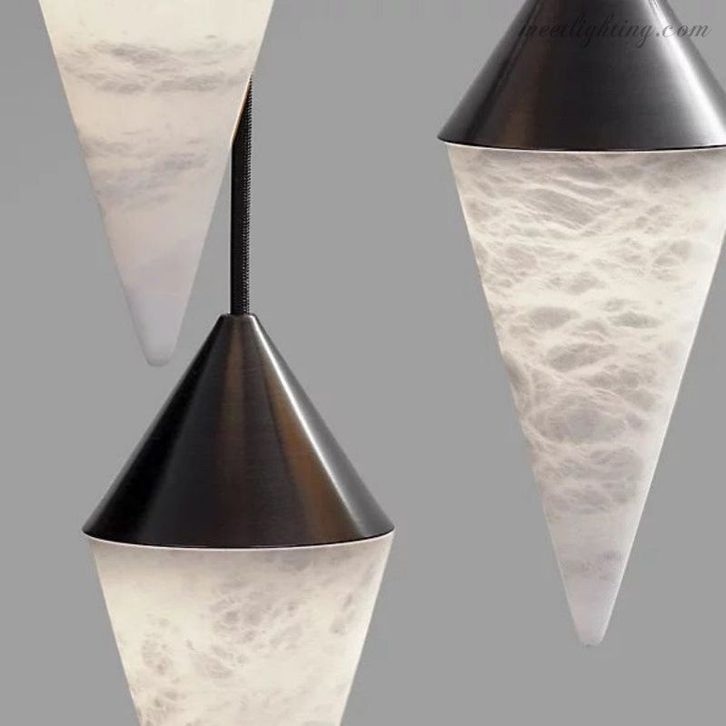 Modern Alabaster Cone Cluster Chandelier-Meet Lighting