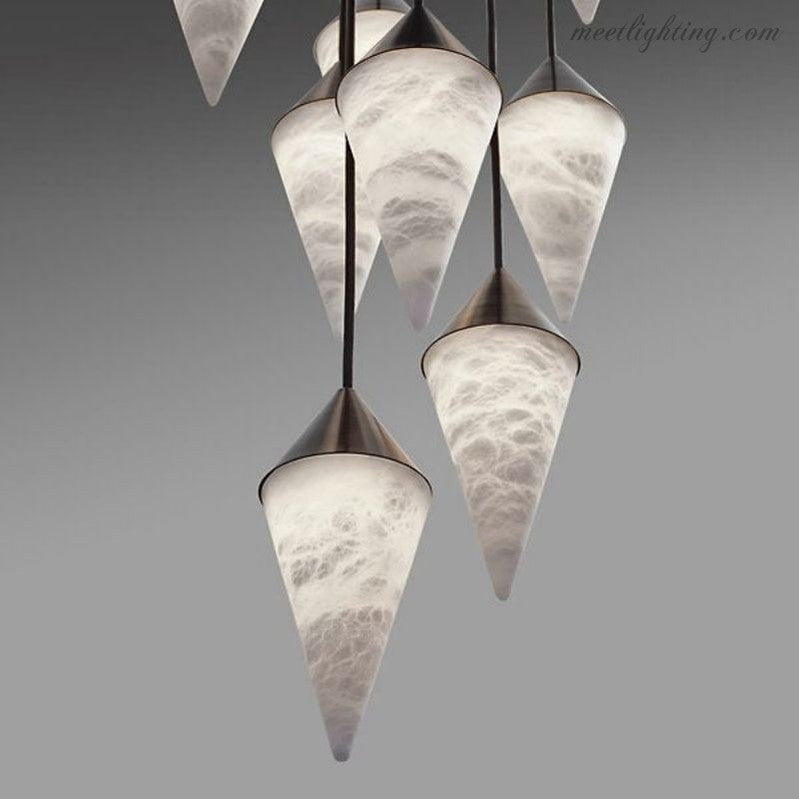 Modern Alabaster Cone Cluster Chandelier-Meet Lighting