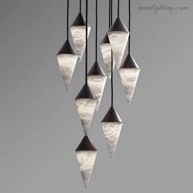 Modern Alabaster Cone Cluster Chandelier-Meet Lighting