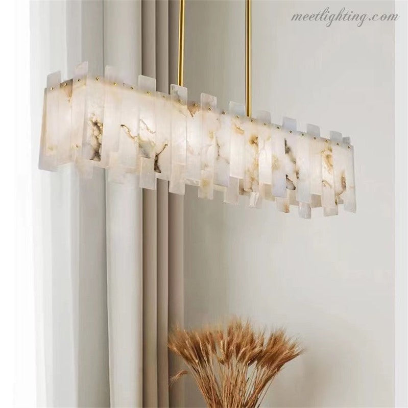 Modern Alabaster Linear Chandelier-Meet Lighting