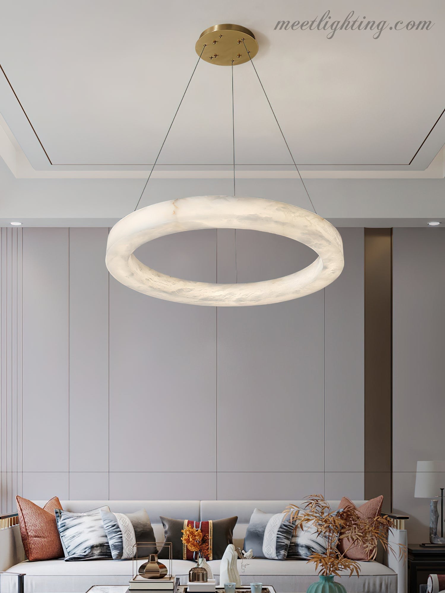 Modern Alabaster Ring Chandelier Halo Chandelier For Living Room-Meet Lighting