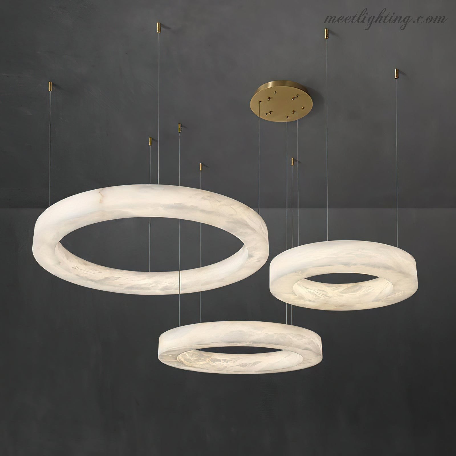 Modern Alabaster Ring Chandelier Halo Chandelier For Living Room-Meet Lighting