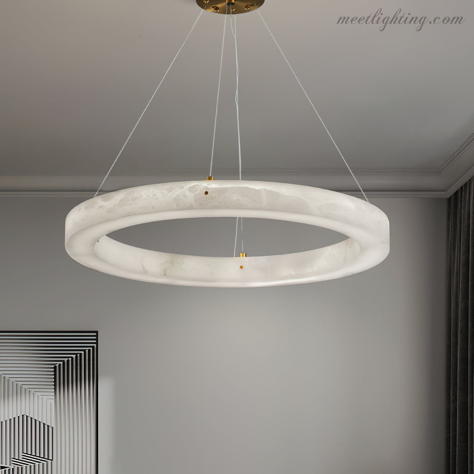 Modern Alabaster Ring Chandelier Halo Chandelier For Living Room-MEET LIGHTING