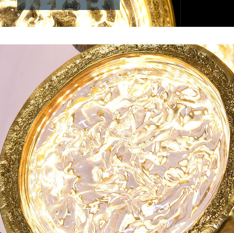 Modern Copper LED Circular Luxury Light Fixture. Staircase Chandelier-MEET LIGHTING