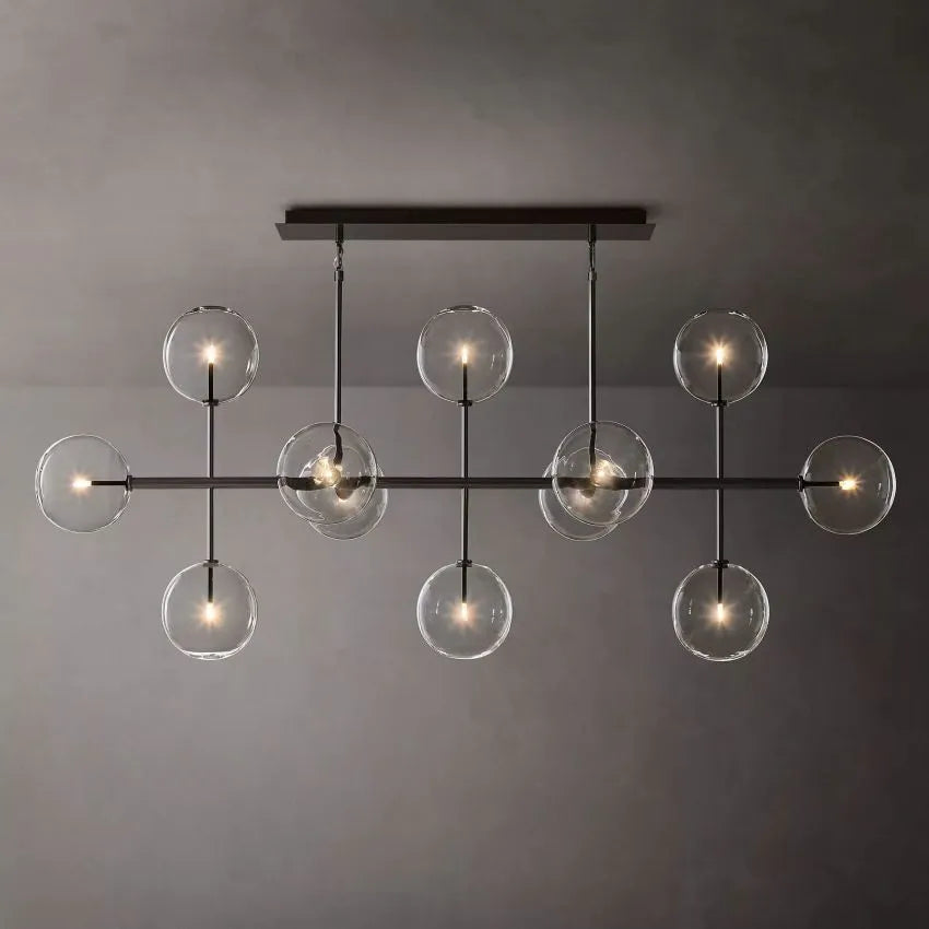 Modern Glass Globe Linear Chandelier 58"-Meet Lighting