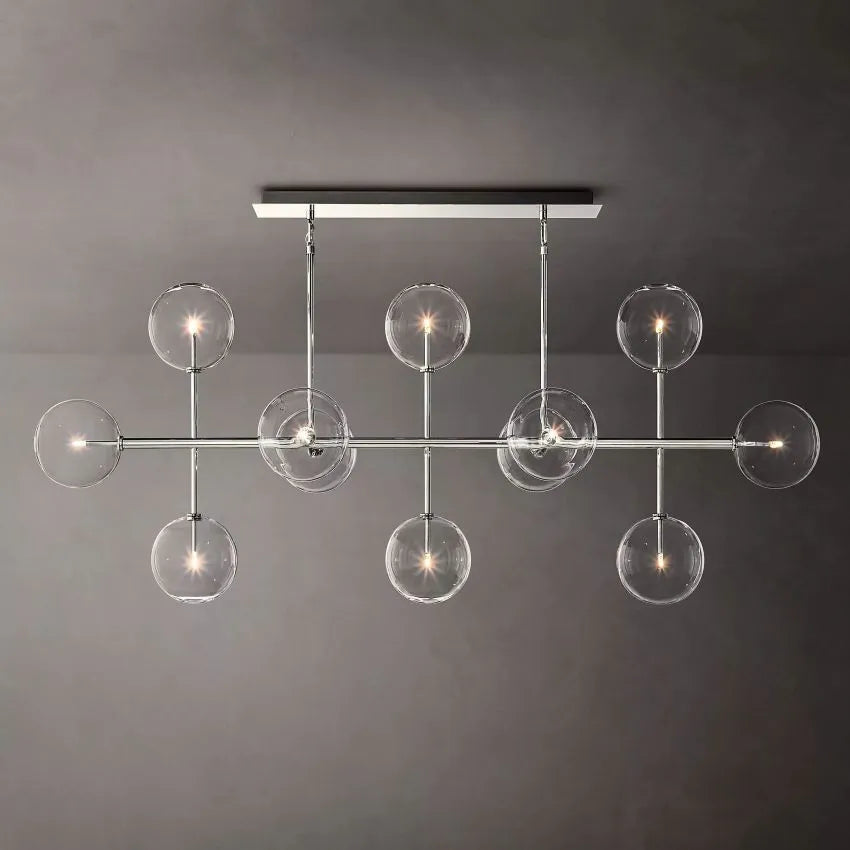 Modern Glass Globe Linear Chandelier 58"-Meet Lighting